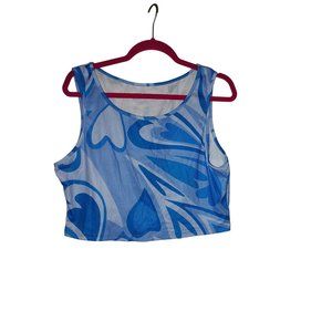 Shein Curve 1X Blue Ribbed Crop Top